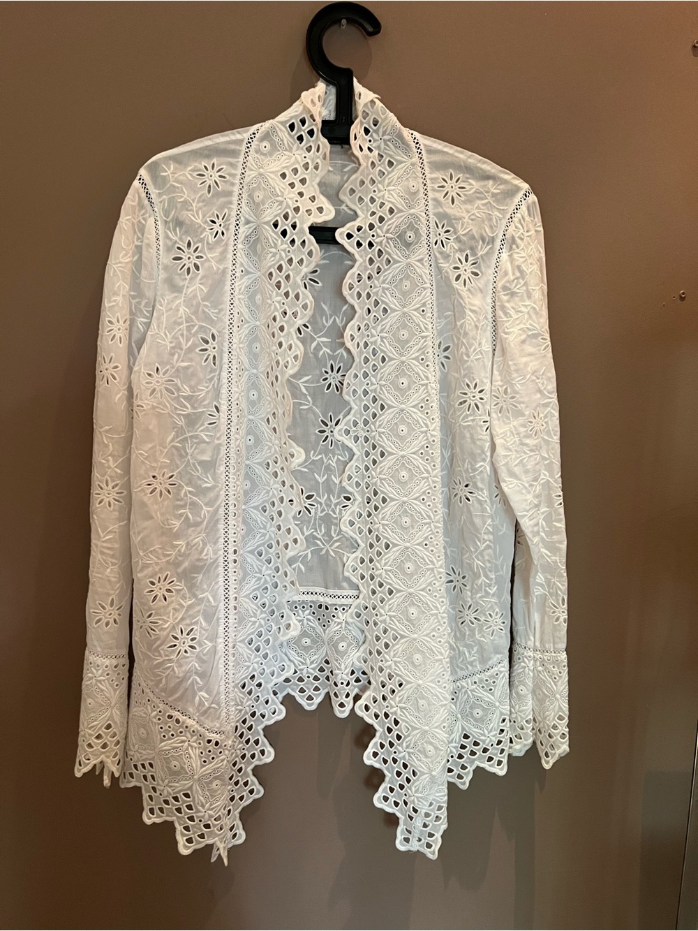 Ralph Lauren White Eyelet Lace Open-Front Tunic